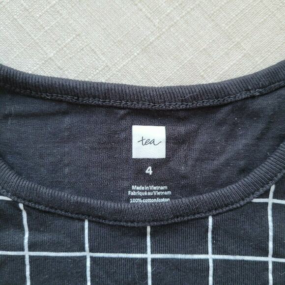 Tea Collection USA Black Window Pane Plaid Printed Ruffle Dress - Picture 3 of 5